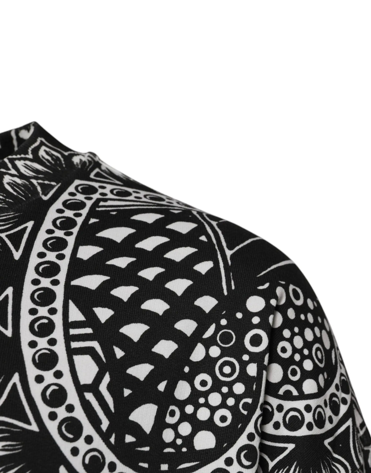 Dolce & gabbana sweatshirt en coton blanc et noir avec motifs géométriques et circulaires imprimés