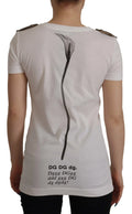 T-shirt blanc dolce & gabbana en coton avec graphique calla lily noir et épaulettes contrastantes