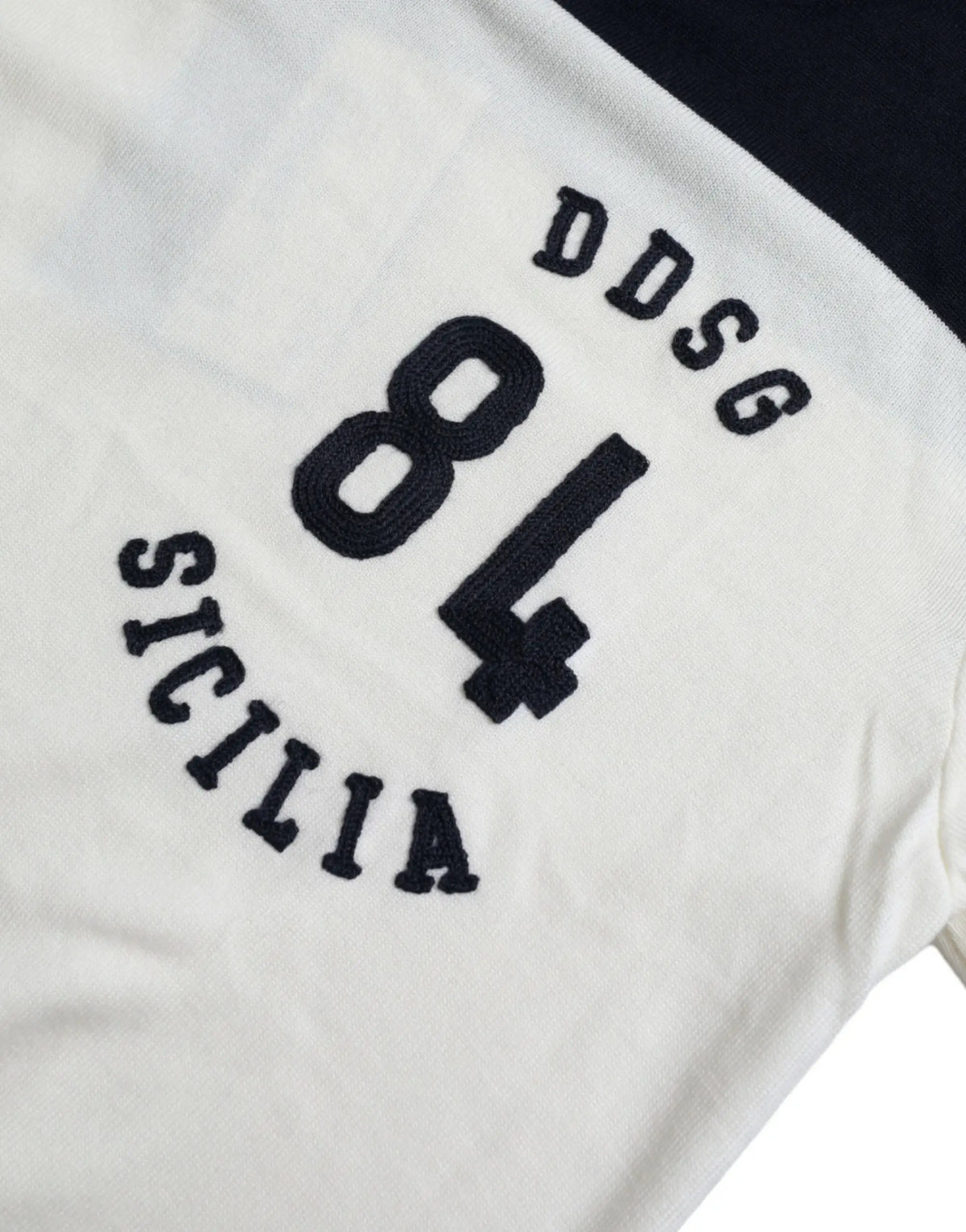 Pull-over dolce & gabbana blanc style baseball avec broderie noire dds 84 sicilia sur le devant