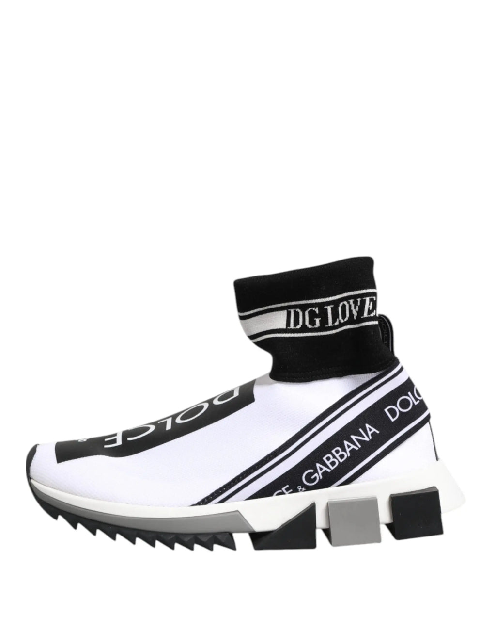 Baskets chaussettes dolce & gabbana blanches et noires avec rayures de marque audacieuses