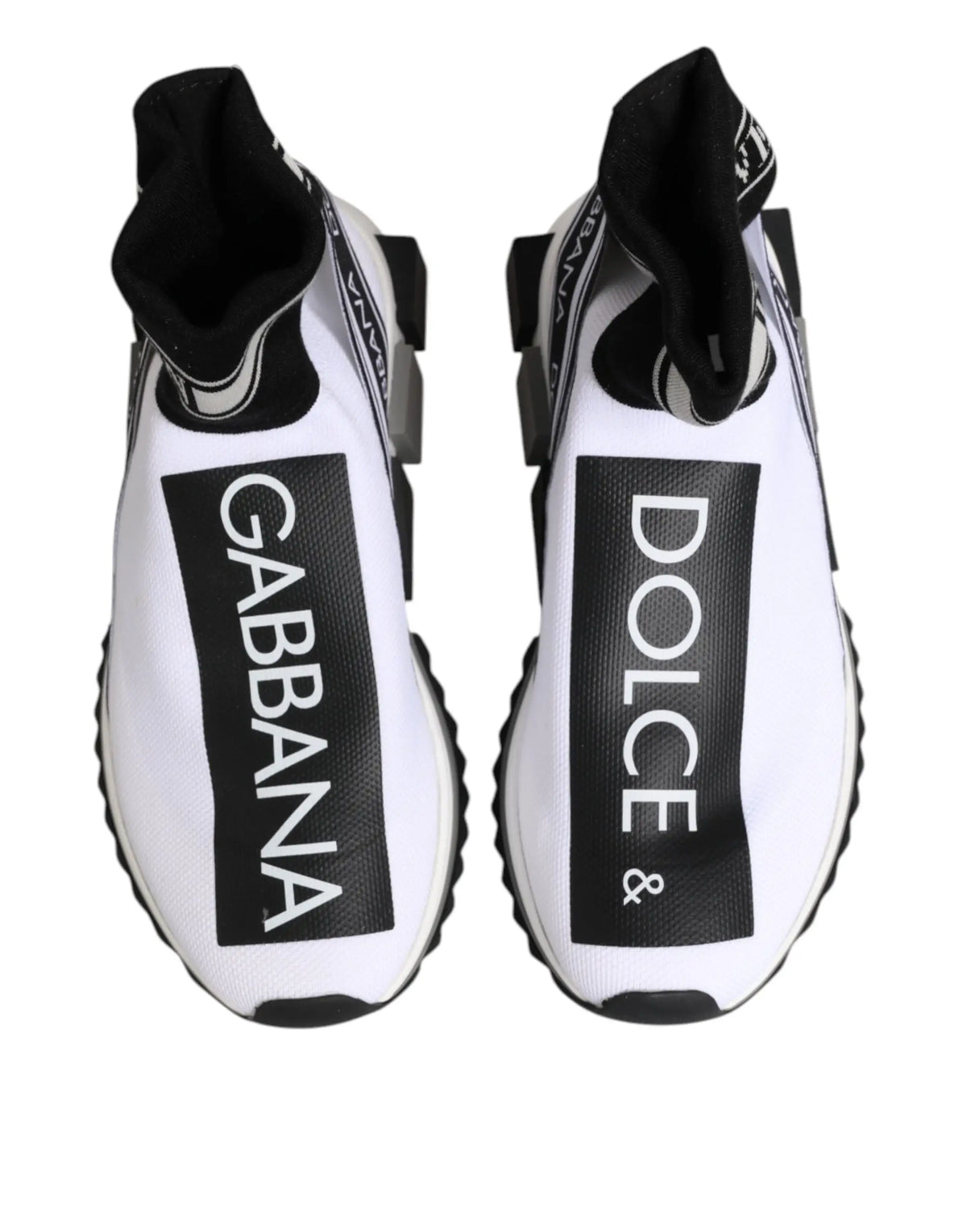 Baskets montantes dolce & gabbana sorrento blanc et noir avec logo audacieux sur les côtés