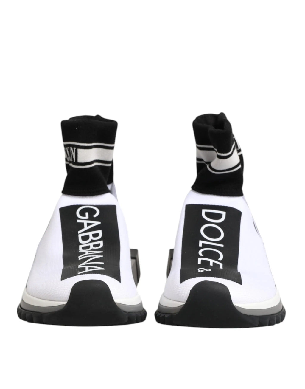 Baskets chaussettes dolce & gabbana sorrento blanches et noires avec logo audacieux sur les côtés
