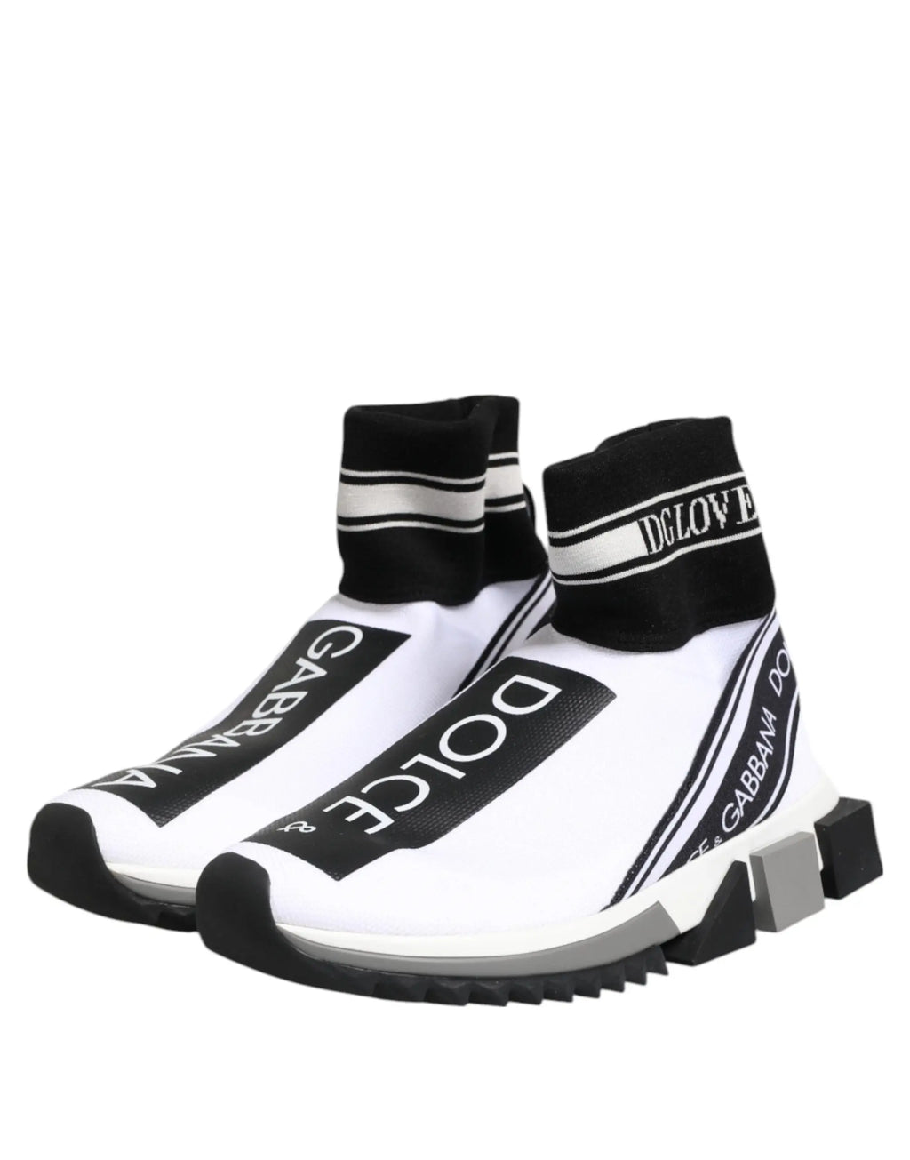 Dolce & Gabbana baskets chaussettes sorrento blanches et noires avec branding audacieux sur les côtés