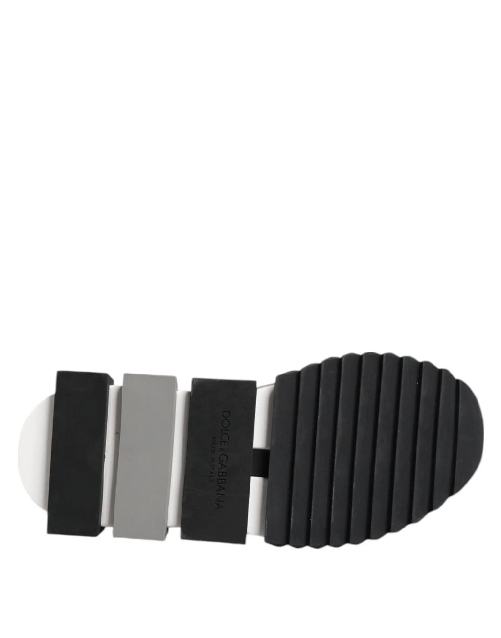 Semelle extérieure noire en caoutchouc texturé avec section intermédiaire grise et logo dolce gabbana embossé sur sneakers chaussettes blanche noire sorrento