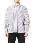 Chemise décontractée dolce & gabbana à rayures verticales noires et blanches manches longues ample et boutonnée