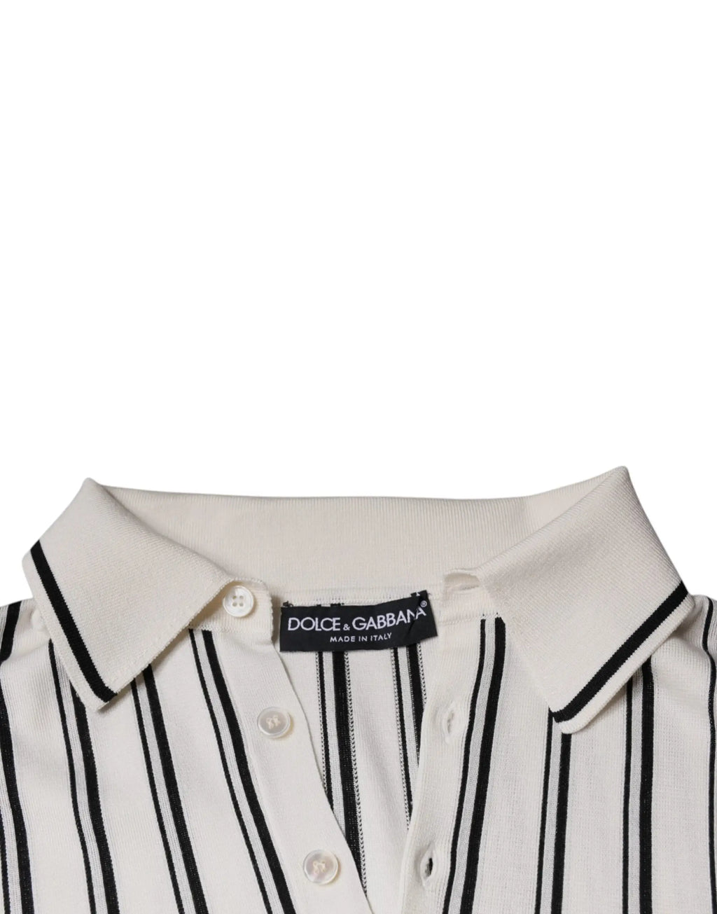 Polo shirt dolce et gabbana blanc avec rayures noires verticales et col assorti manches courtes