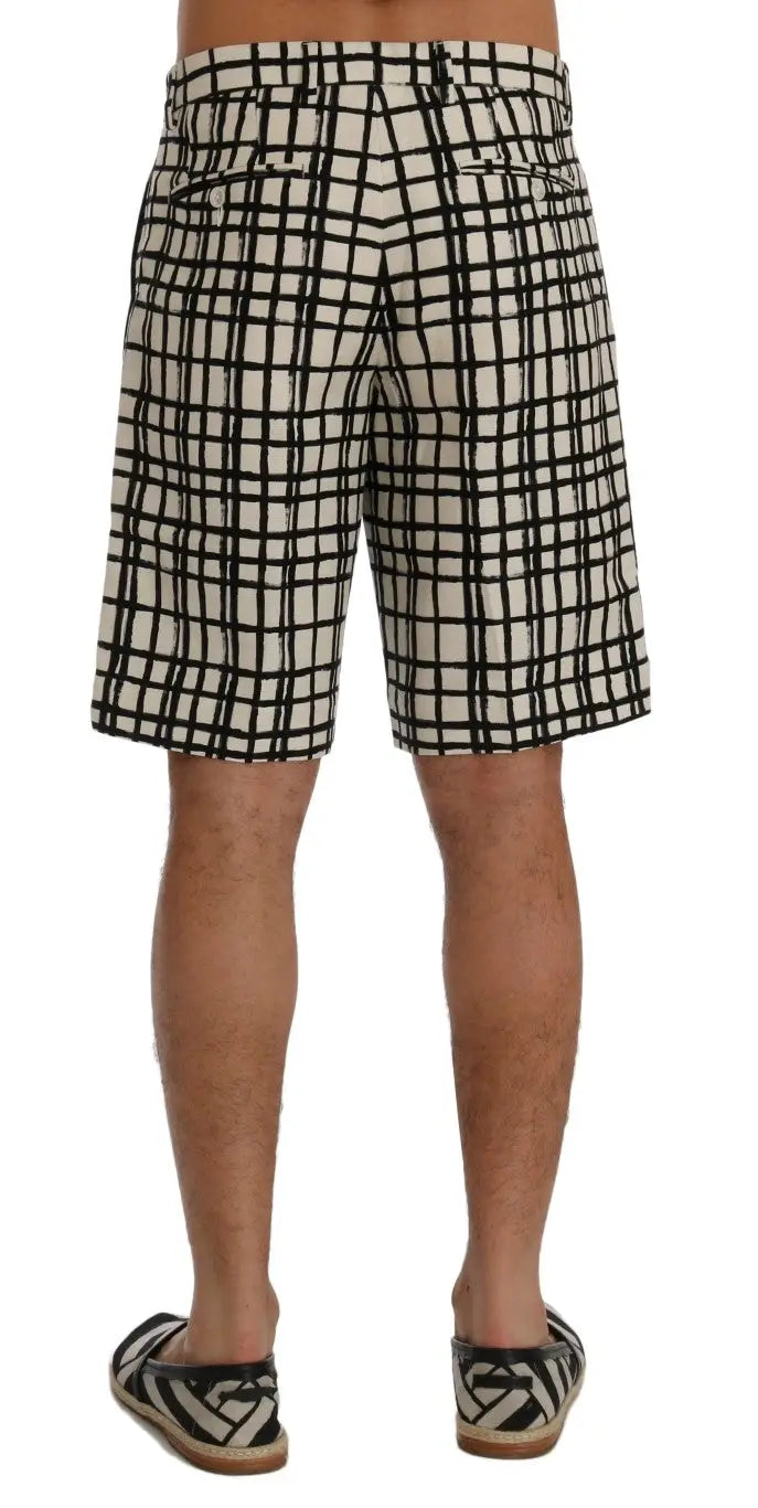Shorts décontractés dolce & gabbana en blanc et noir à motif quadrillé moderne et élégant