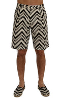 Short blanc noir à motifs zigzag en coton lin dolce gabbana avec espadrilles assorties à rayures