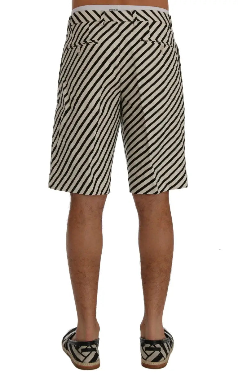 Shorts décontractés en chanvre blanc et noir à rayures diagonales dolce et gabbana avec chaussures assorties