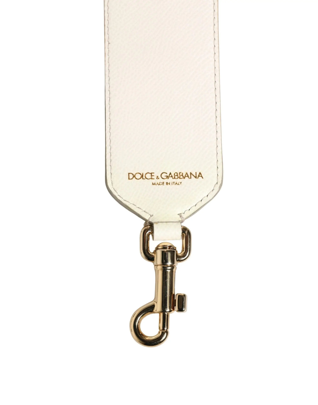 Strap daccessoire en cuir crème dolce gabbana avec fermoir métal doré et logo embossé made in italy