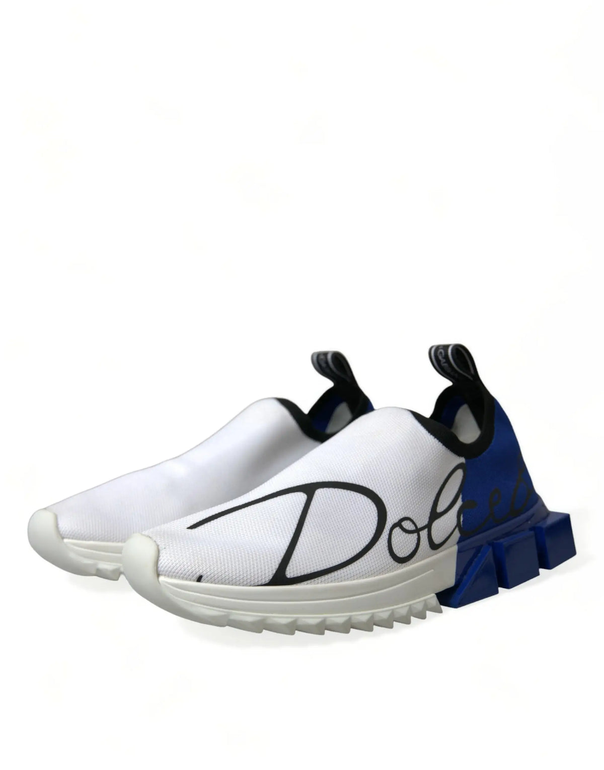 Baskets basses dolce & gabbana blanc bleu pour homme avec logo noir dolce, dessus en mesh texturé et semelle gomme épaisse