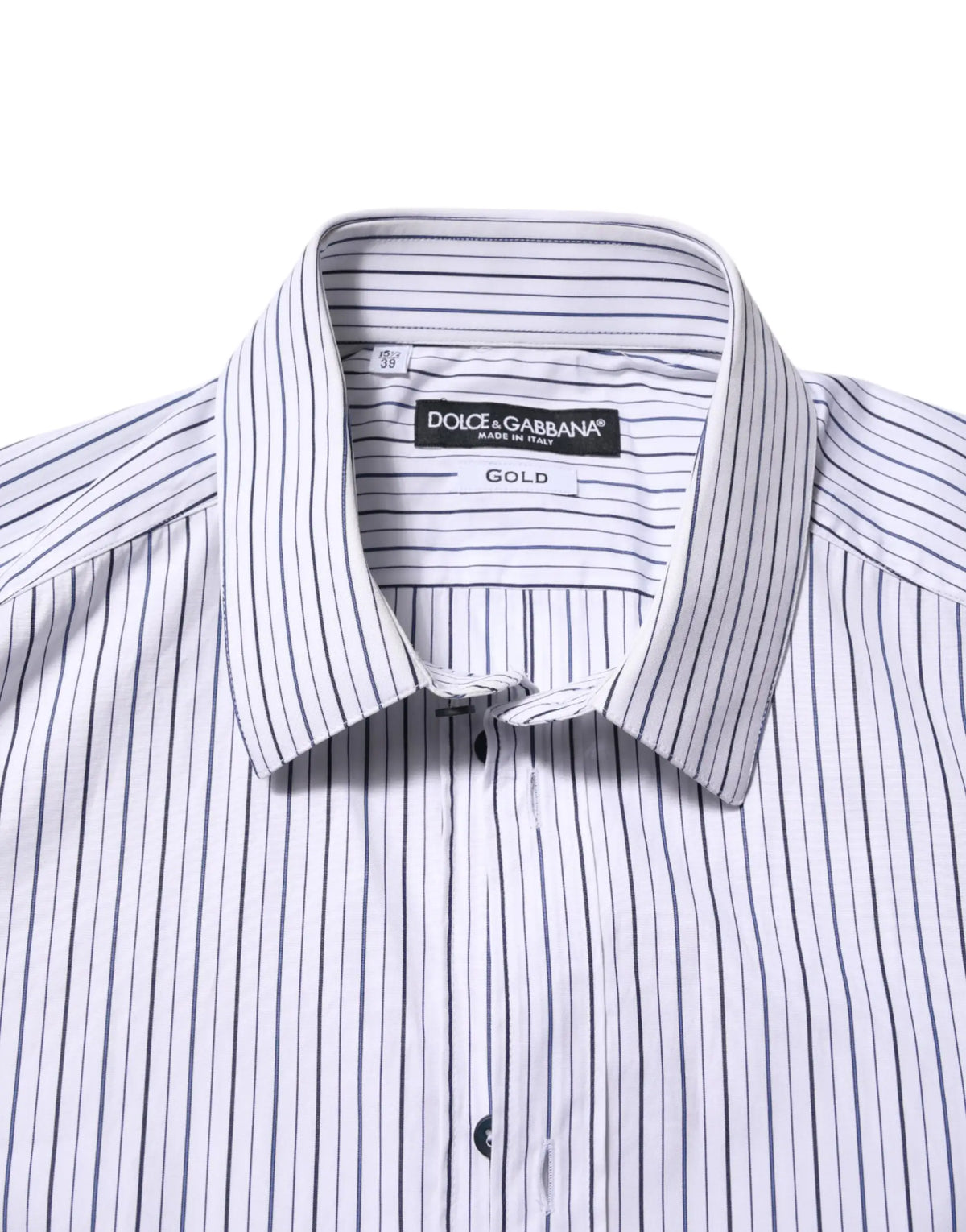 Chemise formelle dolce & gabbana en coton blanc et bleu marine à rayures verticales