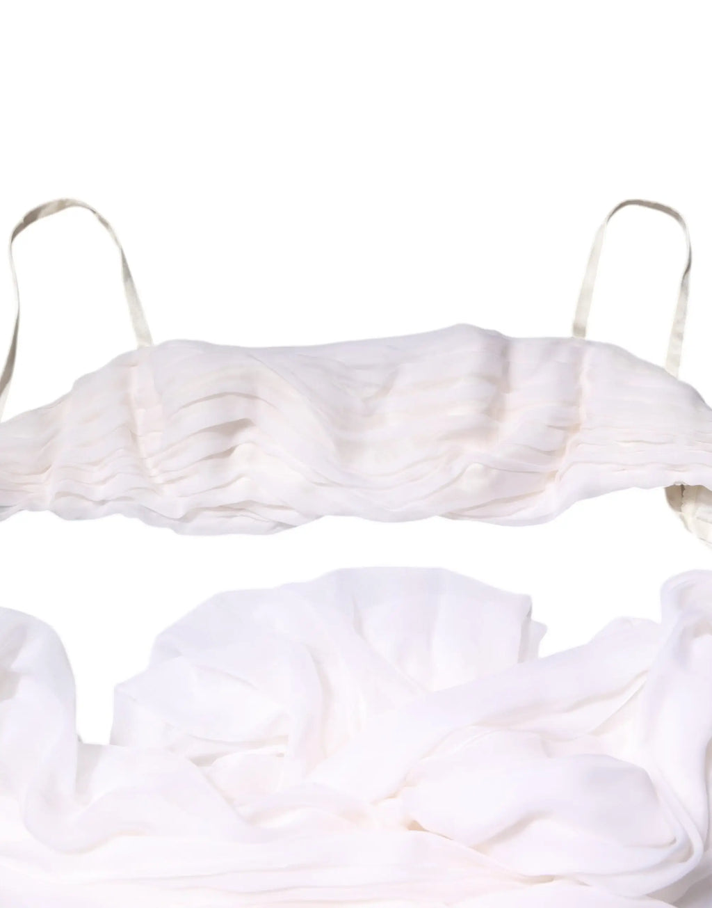 Dolce & gabbana bustier corset cropped top blanc en chiffon léger avec bretelles fines et tissu froncé