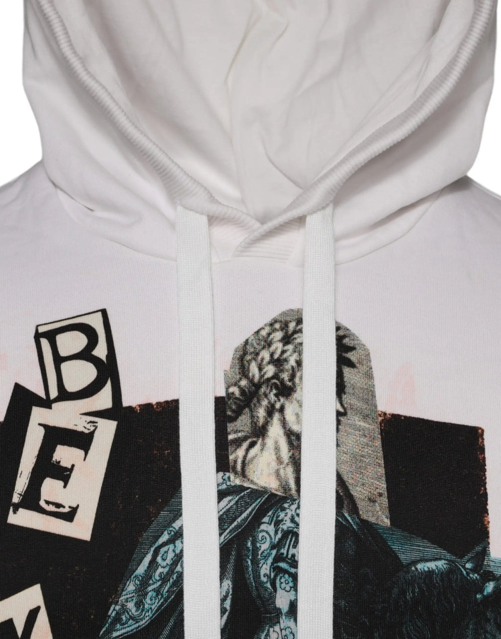 Dolce & gabbana sweat à capuche blanc en coton avec imprimé graphique audacieux en tons noir gris et bleu sarcelle