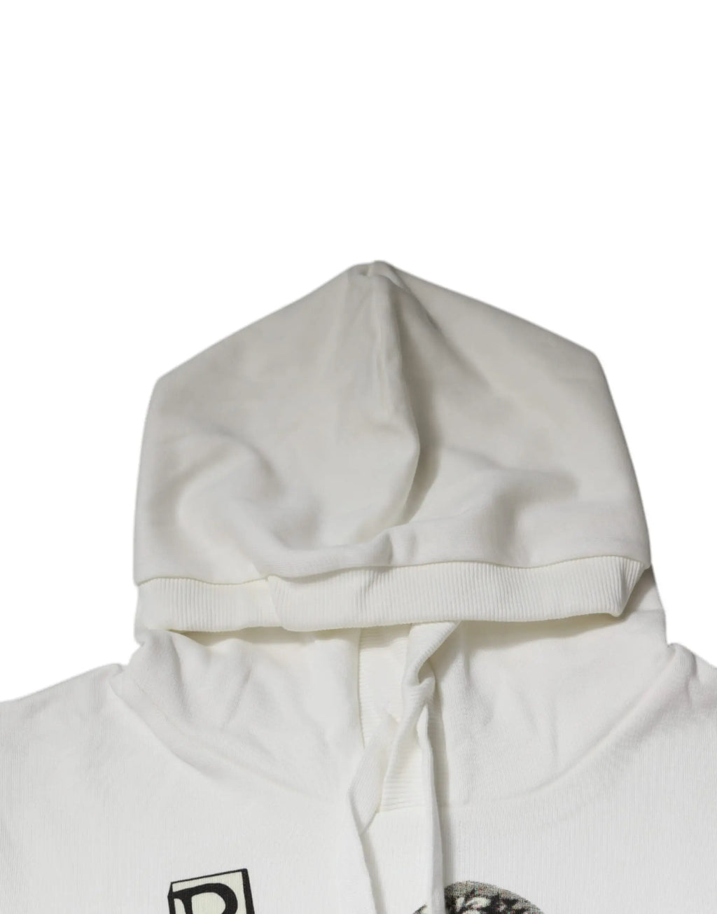 Dolce & gabbana pull à capuche en coton blanc avec bordure côtelée et cordons ajustables