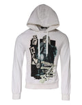 Dolce & Gabbana sweat à capuche en coton blanc avec impression graphique noire et grise de Julius Caesar et le mot beking