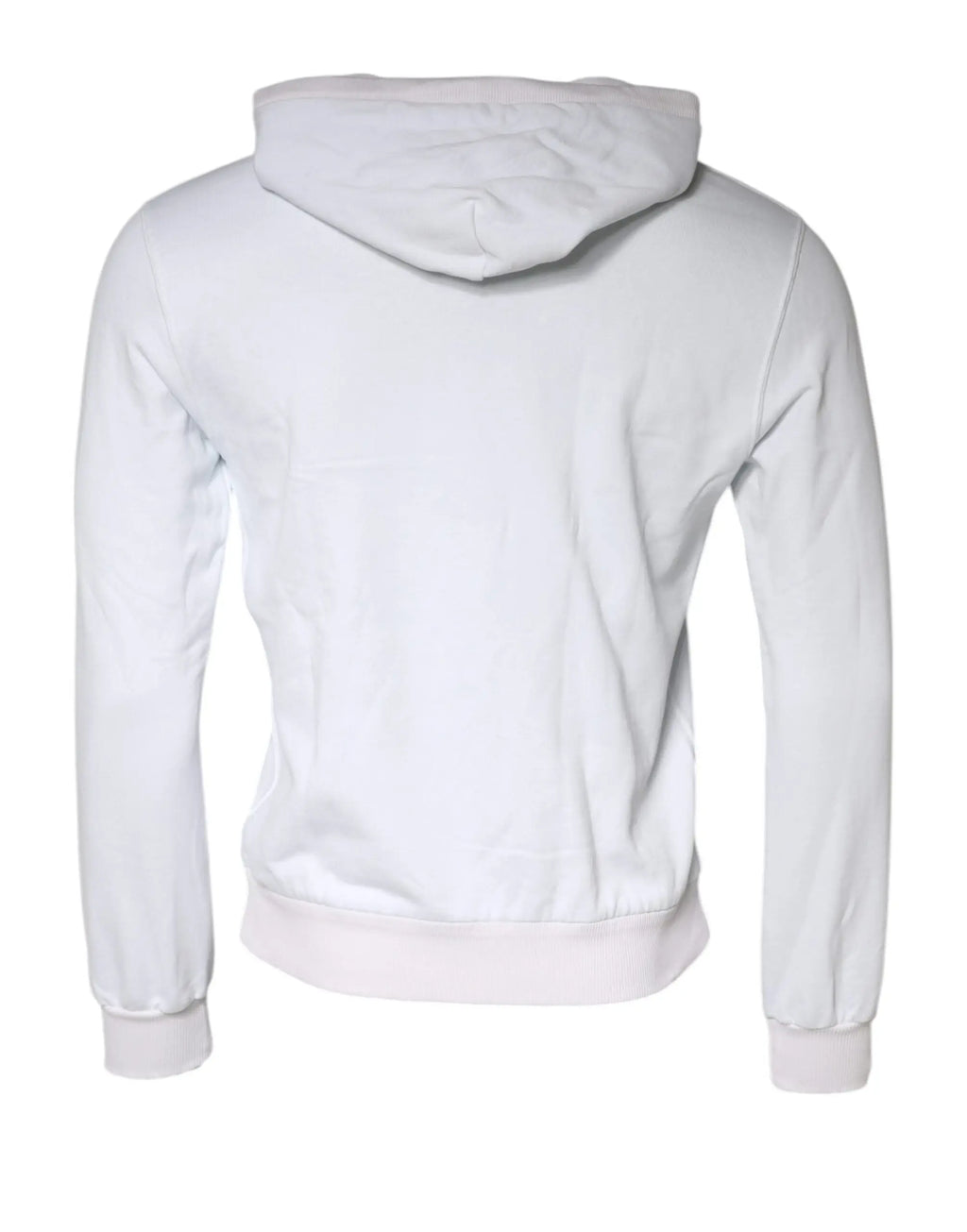 Dolce & gabbana sweat à capuche blanc caesar en coton avec manches longues et poignets côtelés