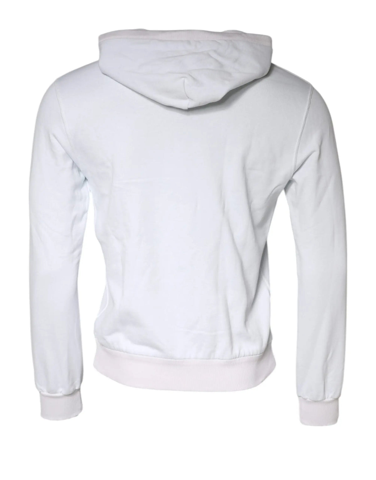 Dolce & gabbana sweat à capuche blanc caesar en coton avec manches longues et poignets côtelés