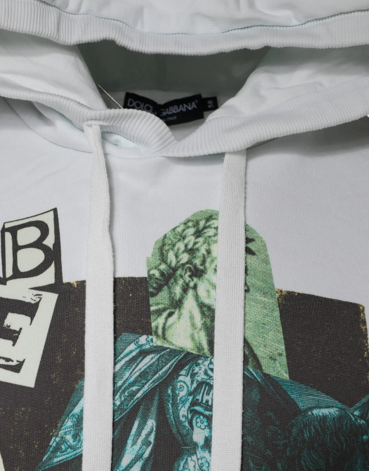 Sweat à capuche dolce & gabbana blanc en coton avec imprimé graphique audacieux vert et noir