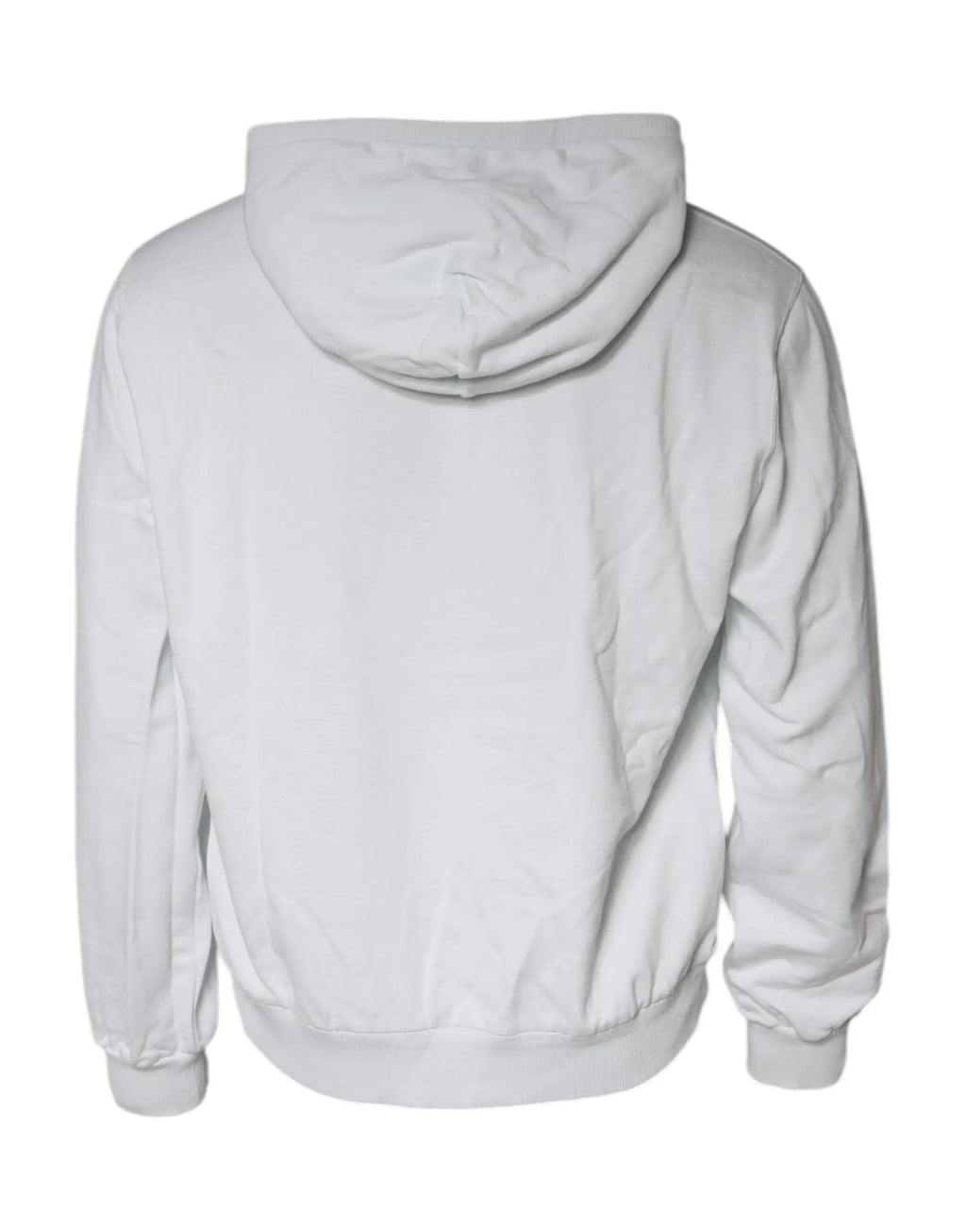Dolce & gabbana white caesar cotton hooded pullover sweater with soft smooth fabric and ribbed cuffs and hem