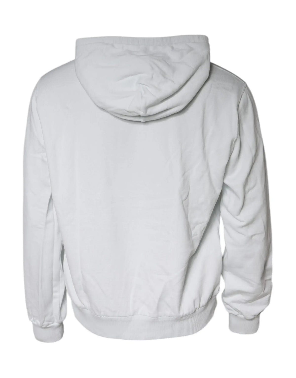 Dolce & gabbana white caesar cotton hooded pullover sweater with soft smooth fabric and ribbed cuffs and hem