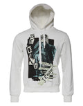 Sweat à capuche blanc dolce & gabbana en coton avec imprimé graphique noir et bleu teal bekind sur le devant
