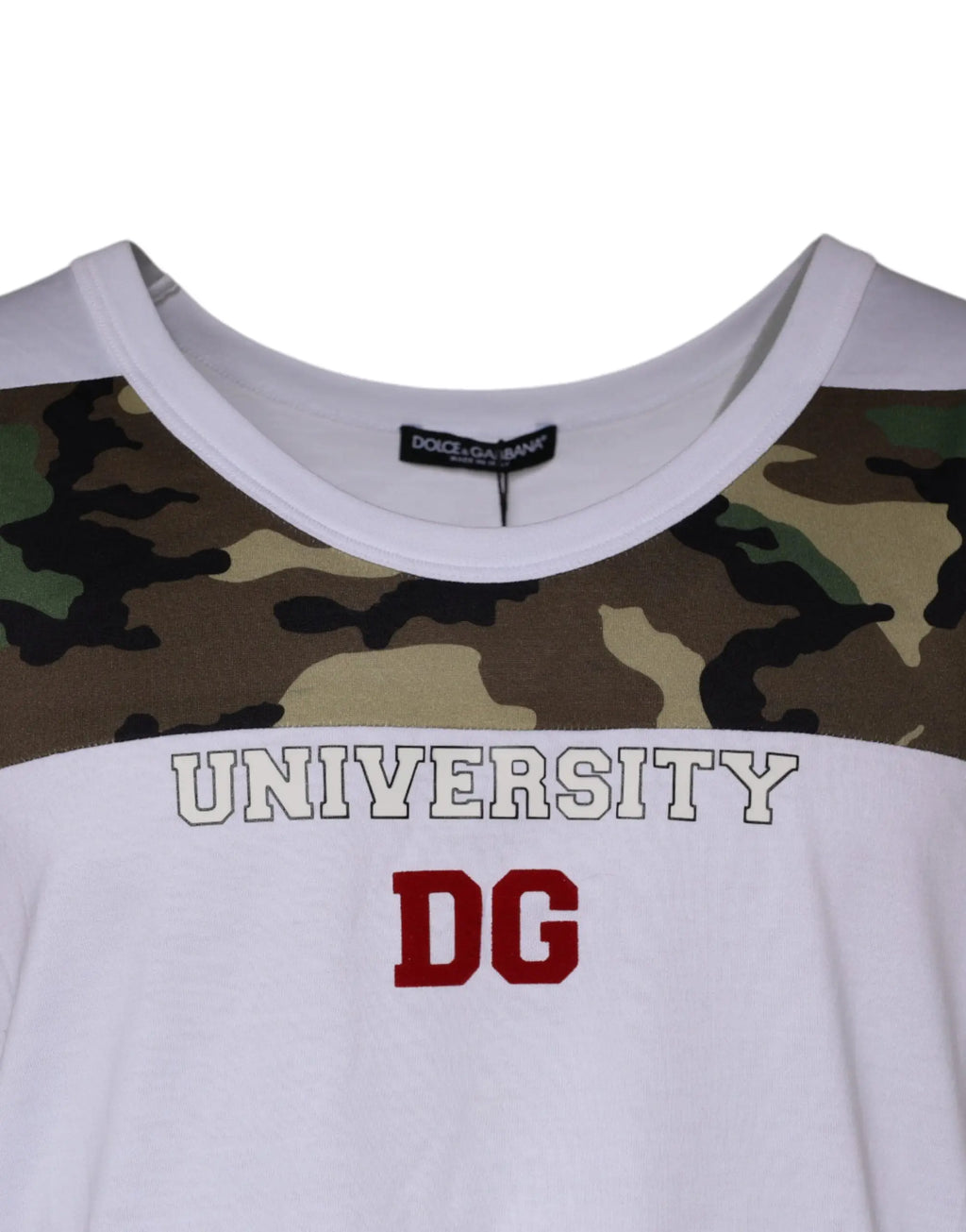T-shirt sans manches blanc dolce & gabbana avec panneau camouflage et broderie university dg