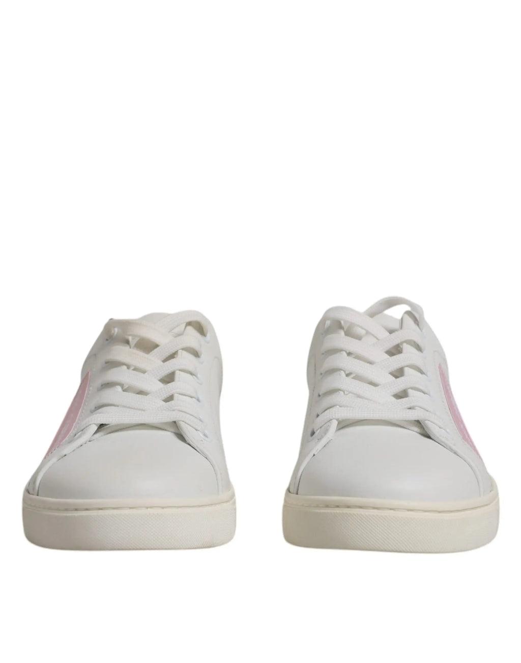 Baskets dolce & gabbana blanches en cuir de veau avec panneaux latéraux roses subtils design minimaliste
