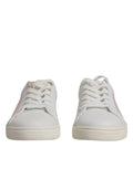 Baskets dolce & gabbana blanches en cuir de veau avec panneaux latéraux roses subtils design minimaliste