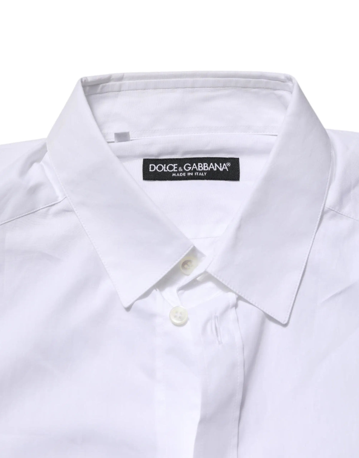 Chemise blanche dolce & gabbana en coton à col rigide et patte de boutonnage pour tenue formelle