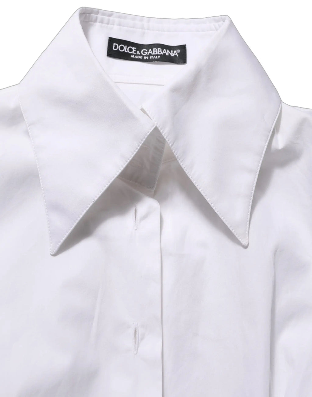 Chemise blanche dolce & gabbana à manches longues avec col net et couture fine pour tenue habillée