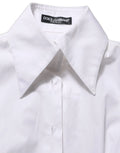 Chemise blanche dolce & gabbana à manches longues avec col net et couture fine pour tenue habillée