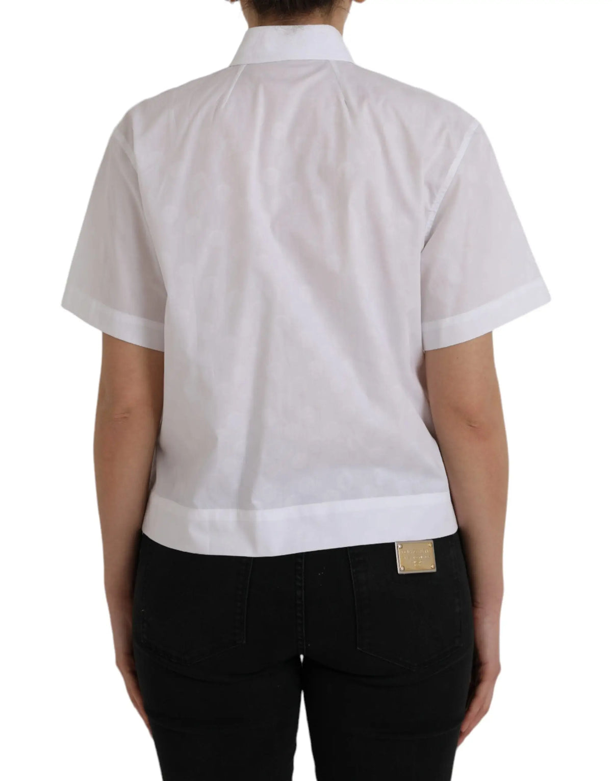 Dolce & gabbana chemise polo blanche à manches courtes avec col net et poignets soignés en tissu léger