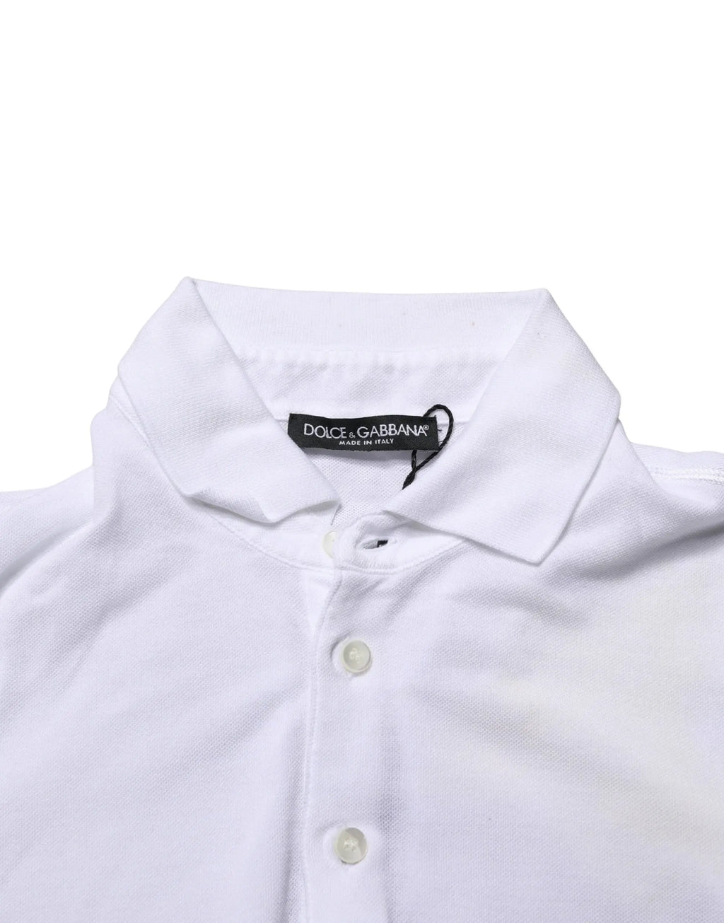 Polo blanc dolce & gabbana pour homme avec col classique et boutons sur le devant manches courtes