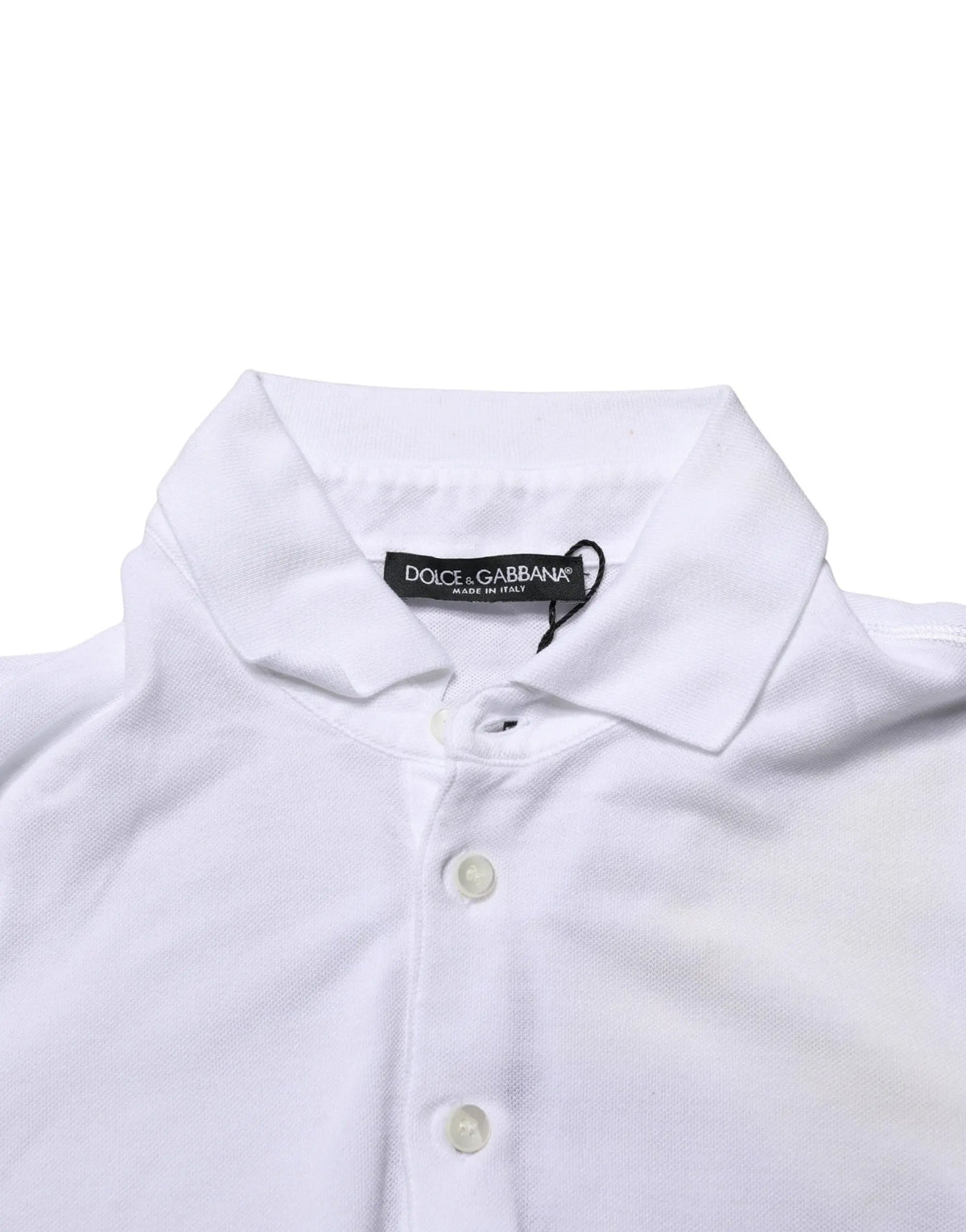 Polo blanc dolce & gabbana pour homme avec col classique et boutons sur le devant manches courtes