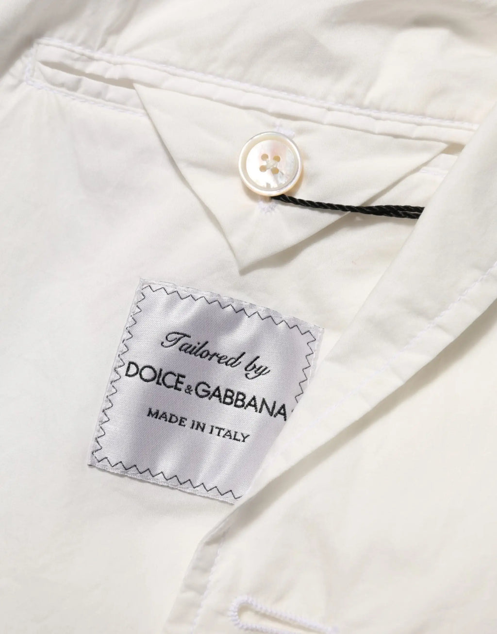 Dolce and gabbana white cotton men suit blazer with pearl button and tailored by dolce and gabbana label