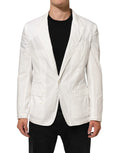 Blazer homme dolce gabbana blanc en coton avec coupe ajustée et texture subtile à un bouton
