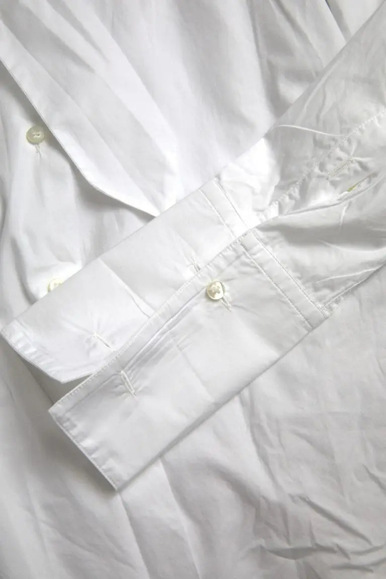 Dolce gabbana chemise blanche en coton avec col ascot manches longues et boutons assortis
