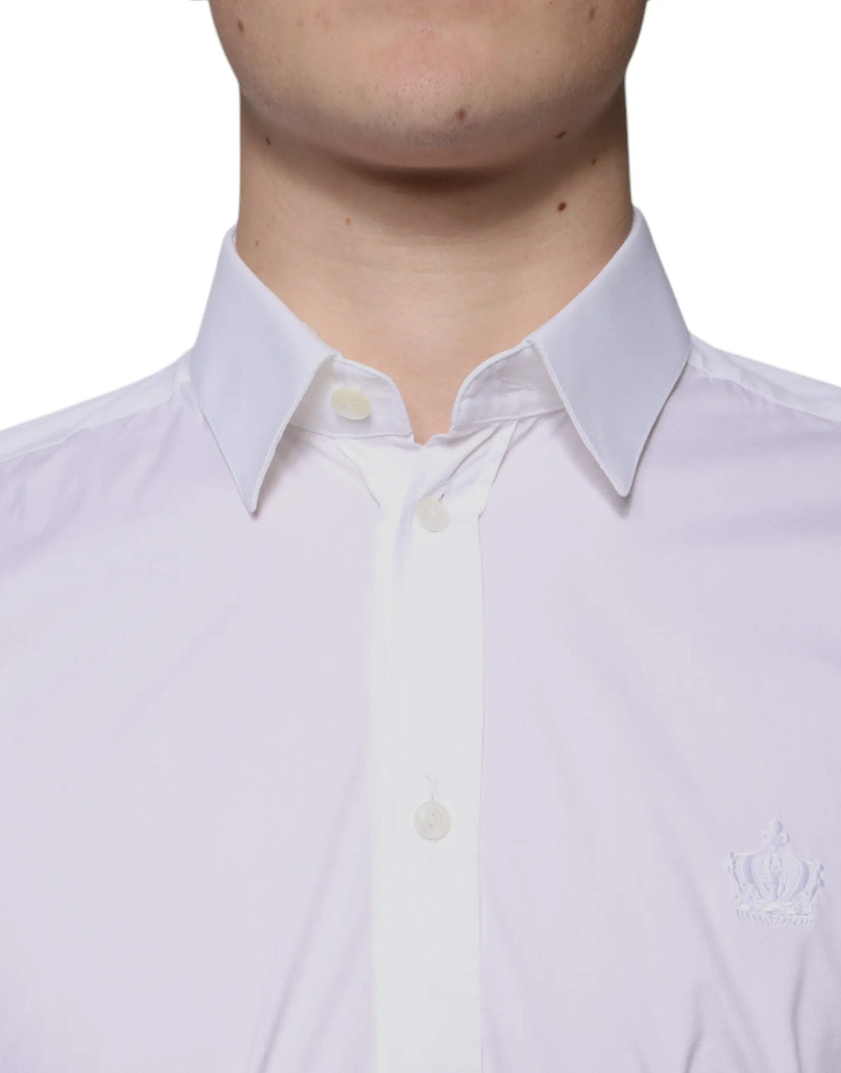 Chemise martini formelle dolce & gabbana blanche en mélange de coton avec tissage texturé et logo couronne brodé