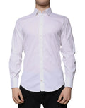 Chemise blanche pour homme dolce & gabbana en mélange de coton avec col classique et boutonnage devant formel