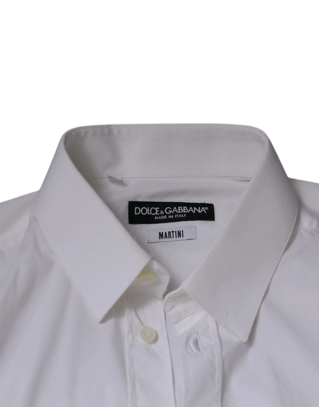 Chemise formelle martini dolce gabbana pour homme en coton blanc avec col classique et boutonnage avant
