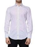 Chemise blanche dolce gabbana homme en mélange de coton à manches longues avec col classique et coutures discrètes