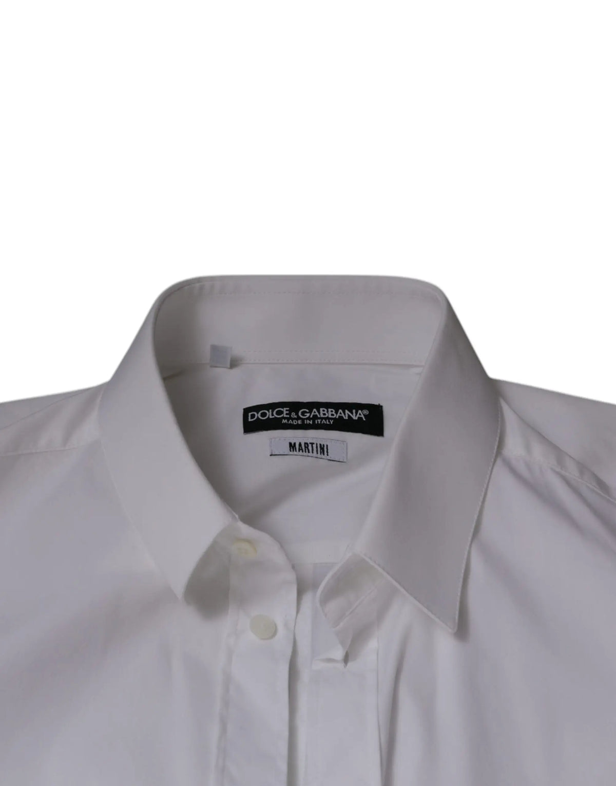 Chemise blanche dolce et gabbana pour homme en mélange de coton avec col net et boutonnage sur le devant