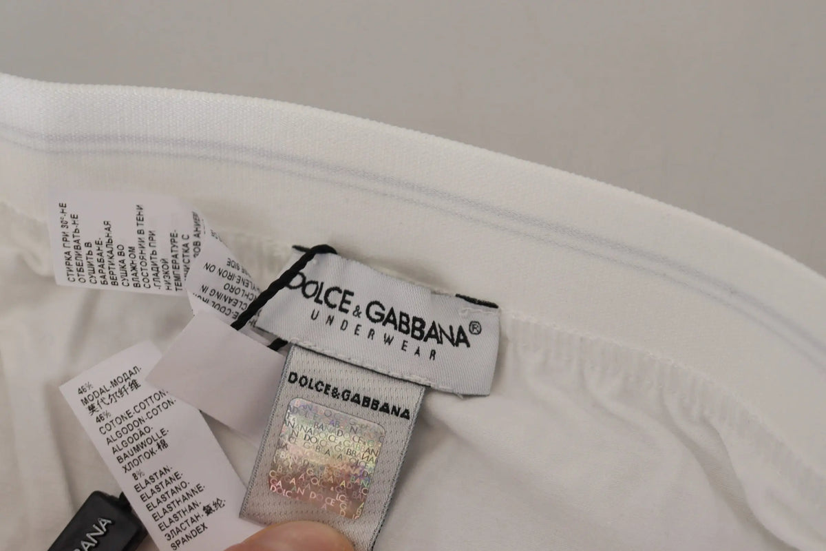 Étiquette blanche dolce & gabbana en coton mélangé pour boxer régulier avec texte noir et étiquette holographique argentée