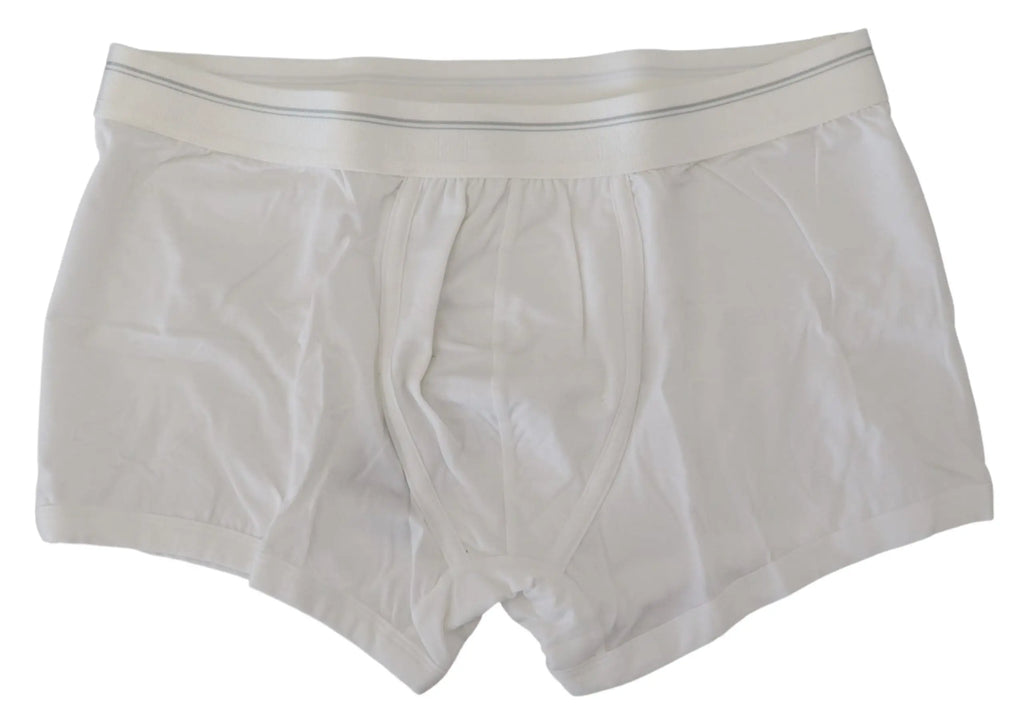 Dolce & Gabbana boxer blanc en coton avec une fine rayure grise sur la taille en coton mélangé