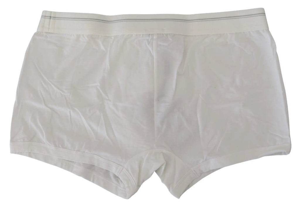 Dolce & gabbana boxer blanc en coton mélangé avec ceinture élastique grise subtile pour un confort quotidien