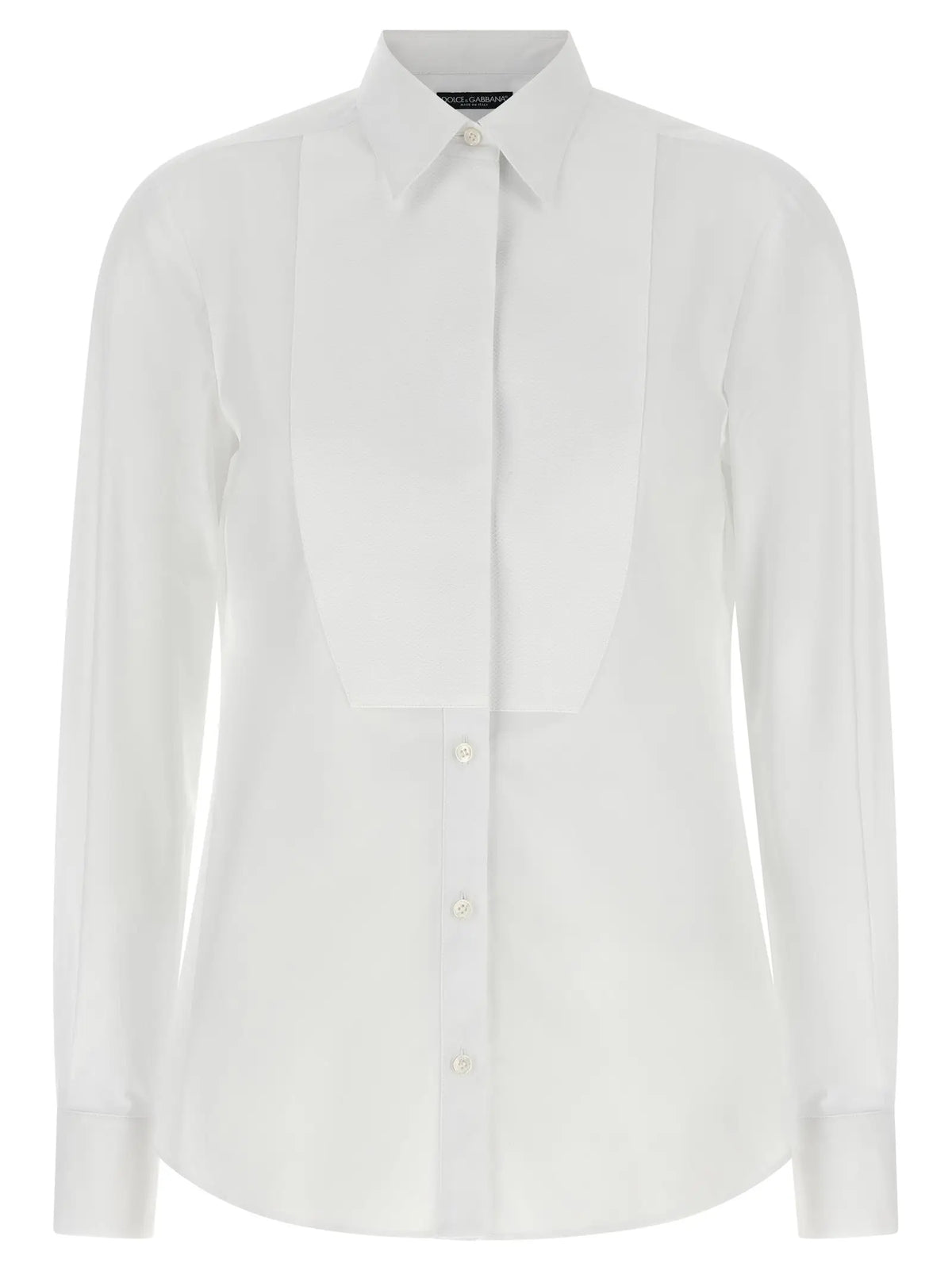 Chemise blanche dolce gabbana en coton avec panneaux plissés sur le devant