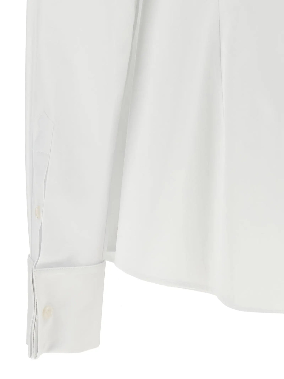 Manche de chemisier blanc en coton dolce gabbana avec poignet plié et plis subtils