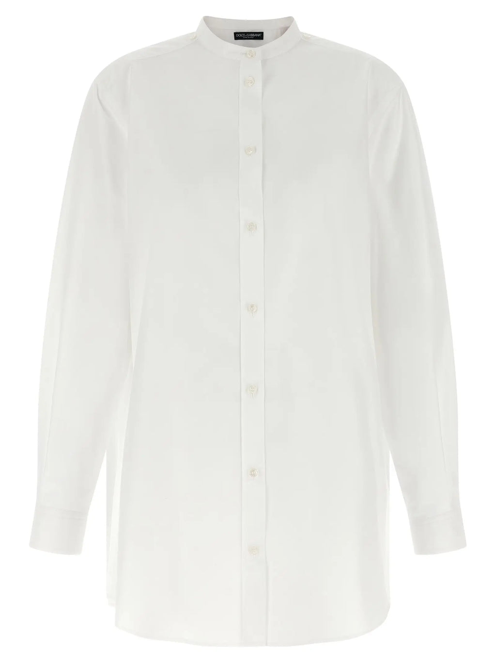 Chemise blanche dolce gabbana en coton avec col montant et manches longues pour femme