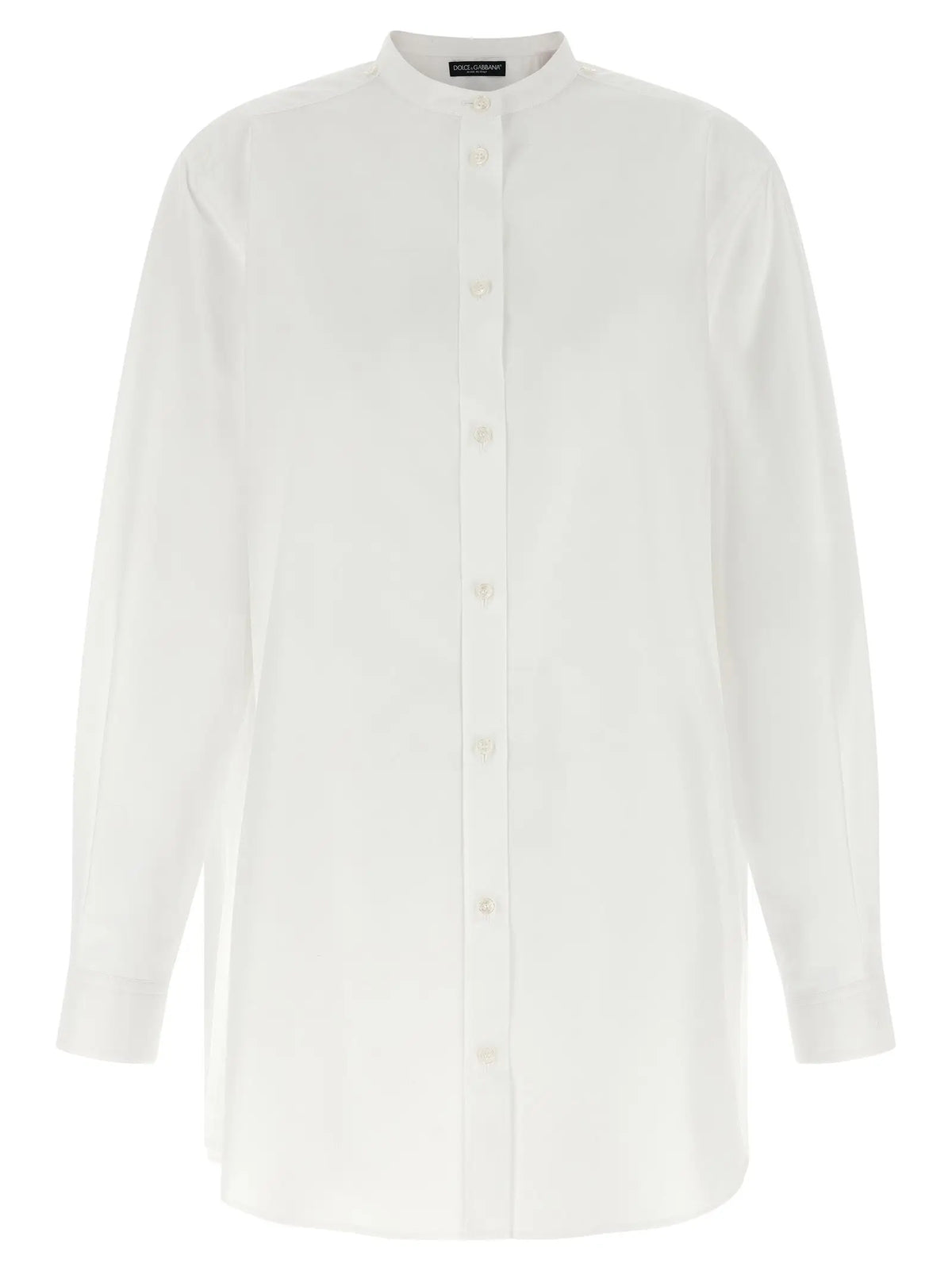Chemise blanche dolce gabbana en coton avec col montant et manches longues pour femme